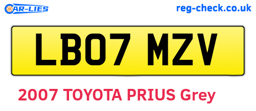 LB07MZV are the vehicle registration plates.