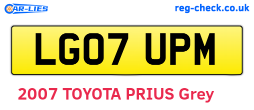 LG07UPM are the vehicle registration plates.