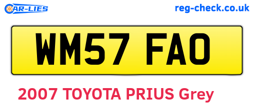 WM57FAO are the vehicle registration plates.