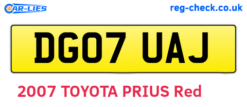 DG07UAJ are the vehicle registration plates.