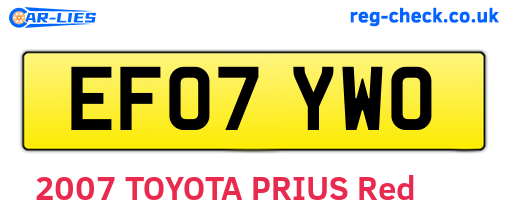 EF07YWO are the vehicle registration plates.
