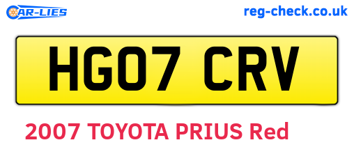 HG07CRV are the vehicle registration plates.