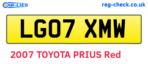 LG07XMW are the vehicle registration plates.