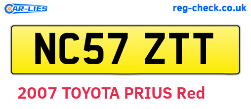 NC57ZTT are the vehicle registration plates.