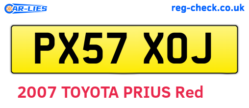 PX57XOJ are the vehicle registration plates.