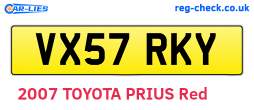 VX57RKY are the vehicle registration plates.