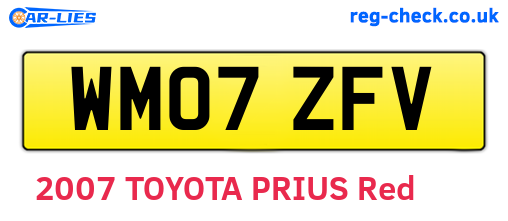 WM07ZFV are the vehicle registration plates.