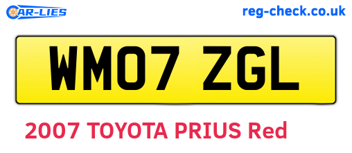 WM07ZGL are the vehicle registration plates.