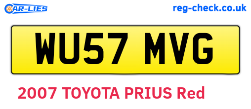 WU57MVG are the vehicle registration plates.