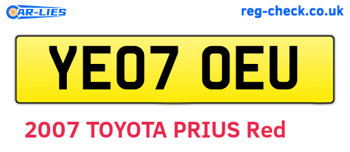 YE07OEU are the vehicle registration plates.
