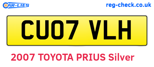 CU07VLH are the vehicle registration plates.