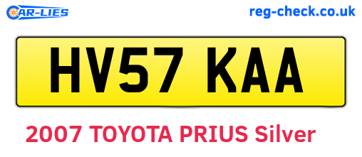 HV57KAA are the vehicle registration plates.