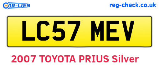 LC57MEV are the vehicle registration plates.
