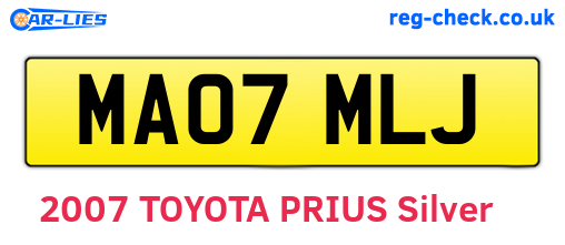 MA07MLJ are the vehicle registration plates.