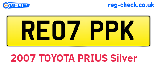 RE07PPK are the vehicle registration plates.