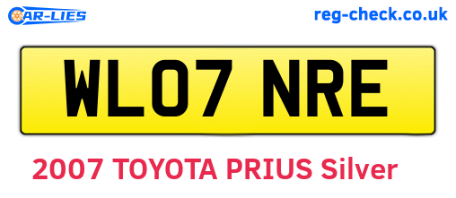 WL07NRE are the vehicle registration plates.