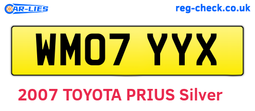 WM07YYX are the vehicle registration plates.