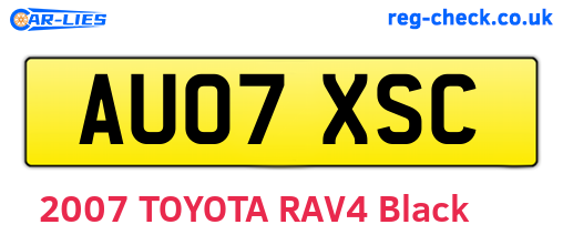 AU07XSC are the vehicle registration plates.