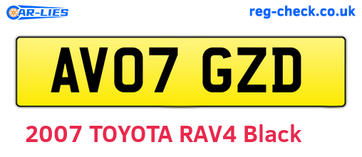 AV07GZD are the vehicle registration plates.