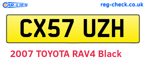CX57UZH are the vehicle registration plates.