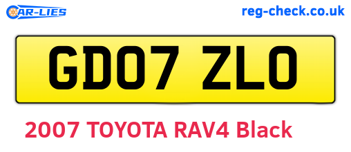 GD07ZLO are the vehicle registration plates.