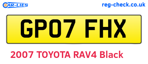 GP07FHX are the vehicle registration plates.