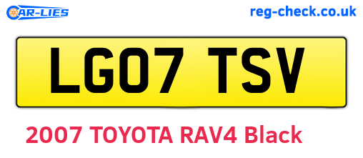 LG07TSV are the vehicle registration plates.