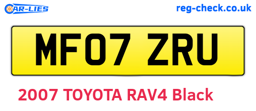 MF07ZRU are the vehicle registration plates.