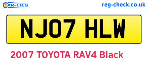 NJ07HLW are the vehicle registration plates.