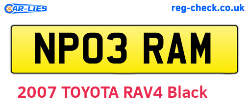 NP03RAM are the vehicle registration plates.