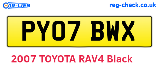 PY07BWX are the vehicle registration plates.