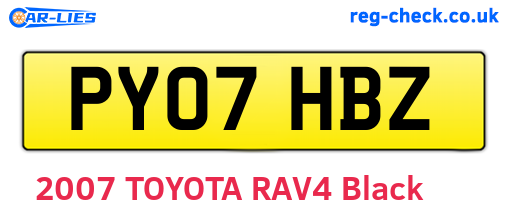 PY07HBZ are the vehicle registration plates.