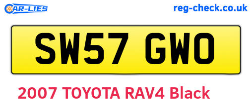 SW57GWO are the vehicle registration plates.
