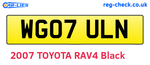 WG07ULN are the vehicle registration plates.
