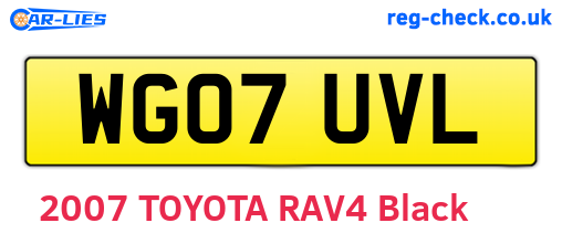 WG07UVL are the vehicle registration plates.