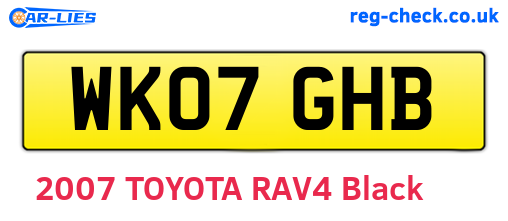 WK07GHB are the vehicle registration plates.