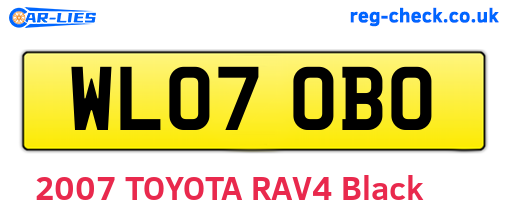 WL07OBO are the vehicle registration plates.