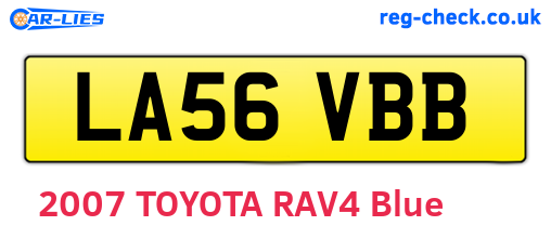 LA56VBB are the vehicle registration plates.