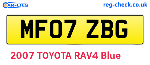 MF07ZBG are the vehicle registration plates.