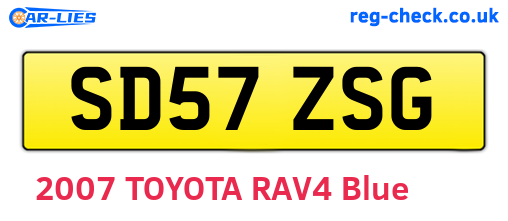 SD57ZSG are the vehicle registration plates.