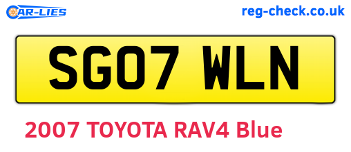 SG07WLN are the vehicle registration plates.