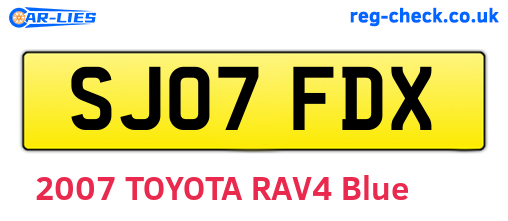 SJ07FDX are the vehicle registration plates.