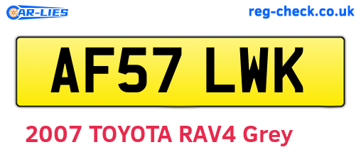 AF57LWK are the vehicle registration plates.
