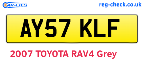 AY57KLF are the vehicle registration plates.