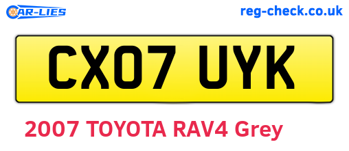 CX07UYK are the vehicle registration plates.