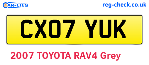 CX07YUK are the vehicle registration plates.