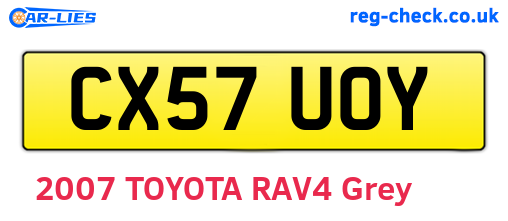 CX57UOY are the vehicle registration plates.