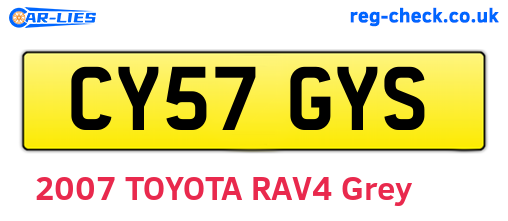 CY57GYS are the vehicle registration plates.
