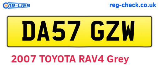DA57GZW are the vehicle registration plates.