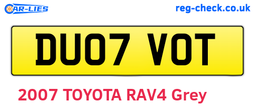 DU07VOT are the vehicle registration plates.